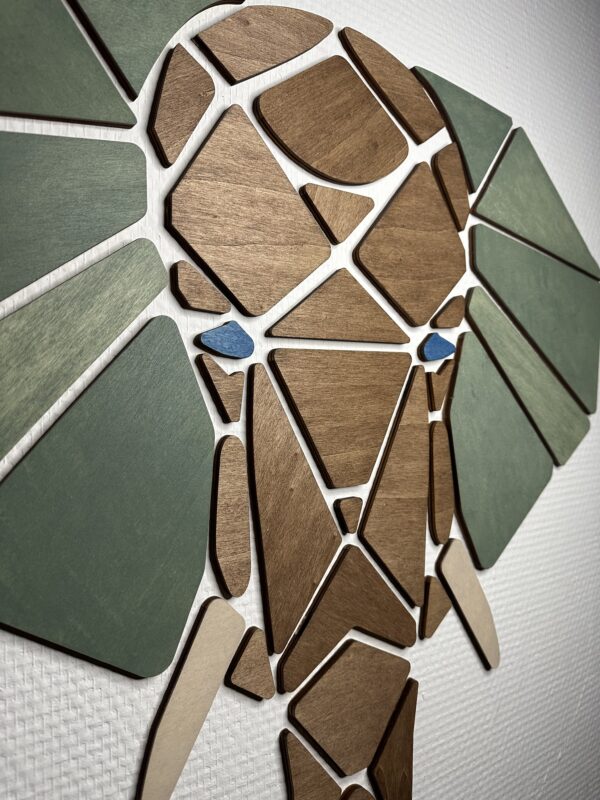 Tableau d'Éléphant géométrique en bois - Concept de puzzle mural DIY – Image 2