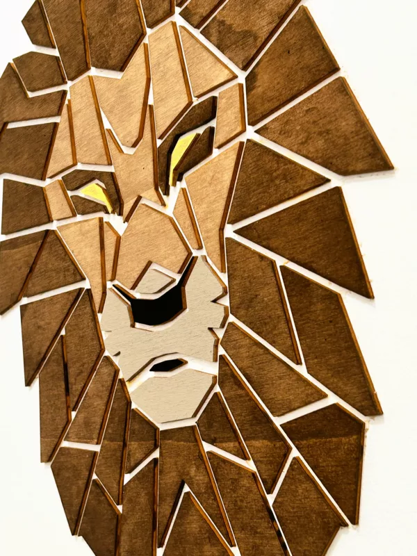Tableau Lion géométrique en bois - Concept de puzzle mural DIY – Image 2
