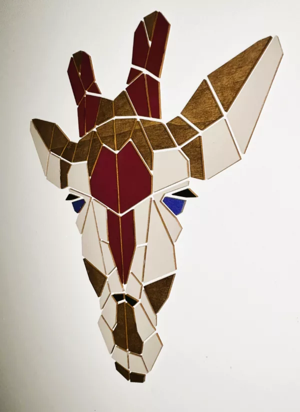 Tableau de Girafe géométrique en bois - Concept de puzzle mural DIY – Image 2
