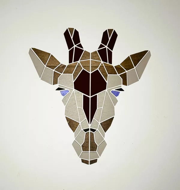 Tableau de Girafe géométrique en bois - Concept de puzzle mural DIY