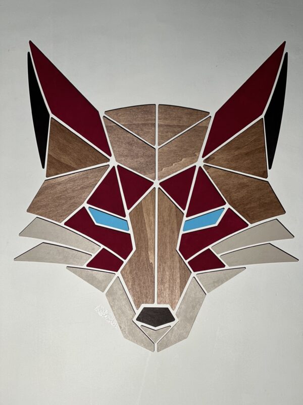 Tableau de Renard géométrique en bois - Concept de puzzle mural DIY