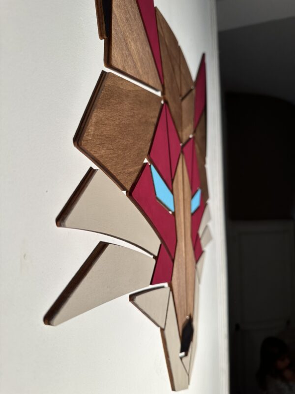 Tableau de Renard géométrique en bois - Concept de puzzle mural DIY – Image 2